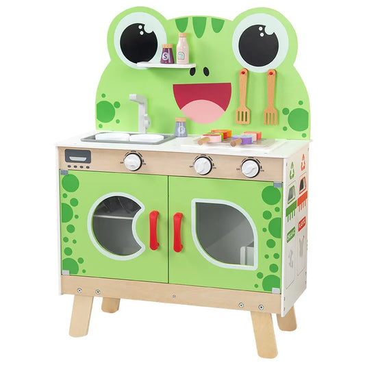 KTX-274899 Wooden Kitchen Role Play Toy for Toddlers, Pretend Cooking Set for Children
