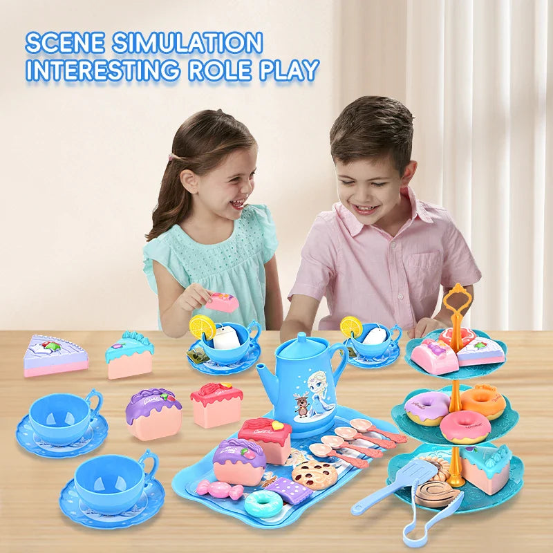 KTX-389011 Colourful Snow Princess Pretend Kitchen Afternoon Tea Set for Children