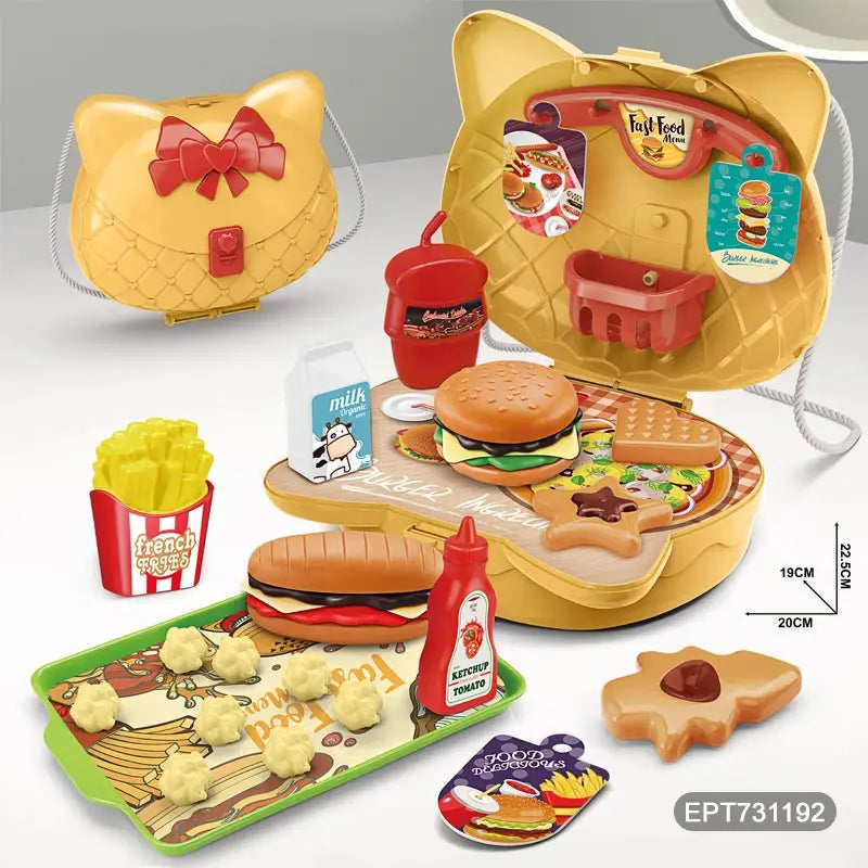 KTX-620755 Educational Plastic Kitchen Playset Backpack for Kids Ages 2-13