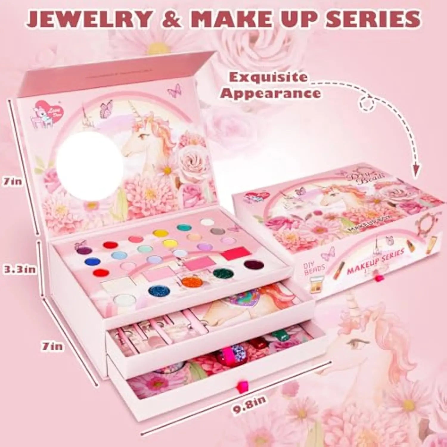HKM-195923 Kids Washable Makeup Set for Pretend Play - Includes Realistic Cosmetics for Ages 2-13