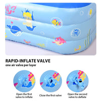 HKM-881107 Inflatable Rectangular Swimming Pool for Children - Outdoor Backyard Garden PVC Pool