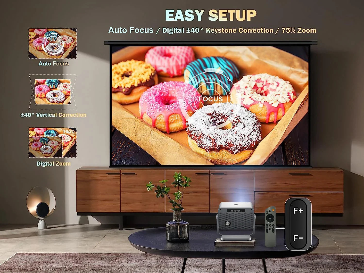 KTX-170899 Sainyer Y12 Full HD Native 720P Projector with 4K Support for Home Cinema