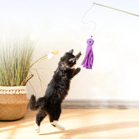 HKM-948435 Interactive Cat Teaser Wand Toy with Plush and Ribbon, 40cm