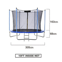 HKM-667539 Recreational Round Trampoline with Safety Net and Basketball Hoop for Outdoor Fitness - Available in 10FT and 12FT Sizes