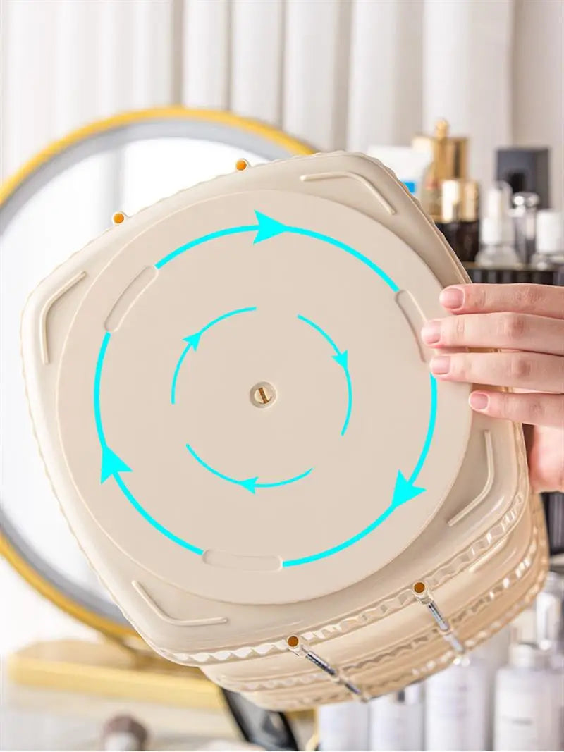 KTX-991635 Two-Layer Rotating Home Storage Organizer Rack in Cream White and Elegant Black