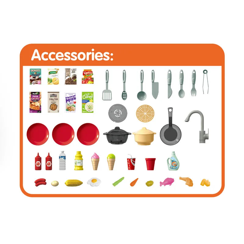 KTX-573331 Eco-Friendly Kids Walk-In Kitchen Toy Set with Working Faucet for Pretend Play, Ages 2 to 7