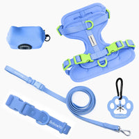 HKM-406035 Custom Neoprene Cat and Dog Collar Harness Leash Set in Luxury PVC - Hands-Free Design