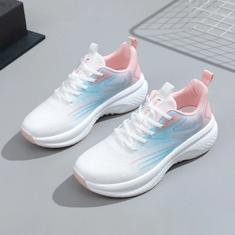 HKM-983379 K2506 New Women's Shoes Summer Mesh Shoes Breathable Thick Sole Elevated Casual Sports Women's Shoes