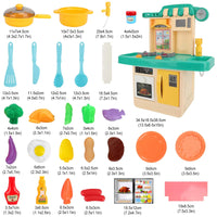 HKM-524755 Realistic Sounds and Lights Kitchen Playset for Kids - 23-Piece Role Play Cooking Toy Set