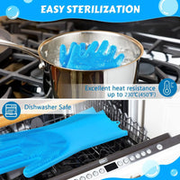 HKM-340499 Heat Resistant Silicone Pet Grooming Gloves for Comfortable Bathing and Massaging