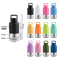 HKM-682835 Stainless Steel 32oz 3-in-1 Pet Bowl and Portable Water Bottle for Outdoor Travel