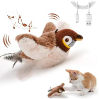 HKM-079507 Rechargeable Interactive Cat Toy with Touch Activation and Chirping Flapping Bird for Indoor Kittens