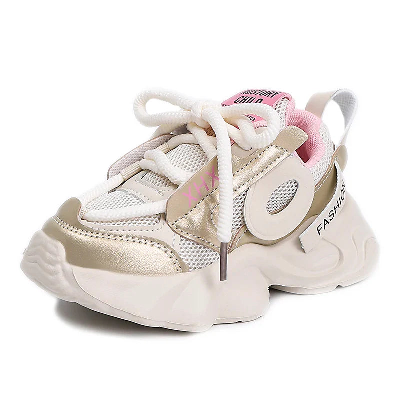 HKM-115603 New Girls Casual Chunky Sports Shoes Children's Thick-Soled Running Sneakers for Spring Students Soft Dad Shoes