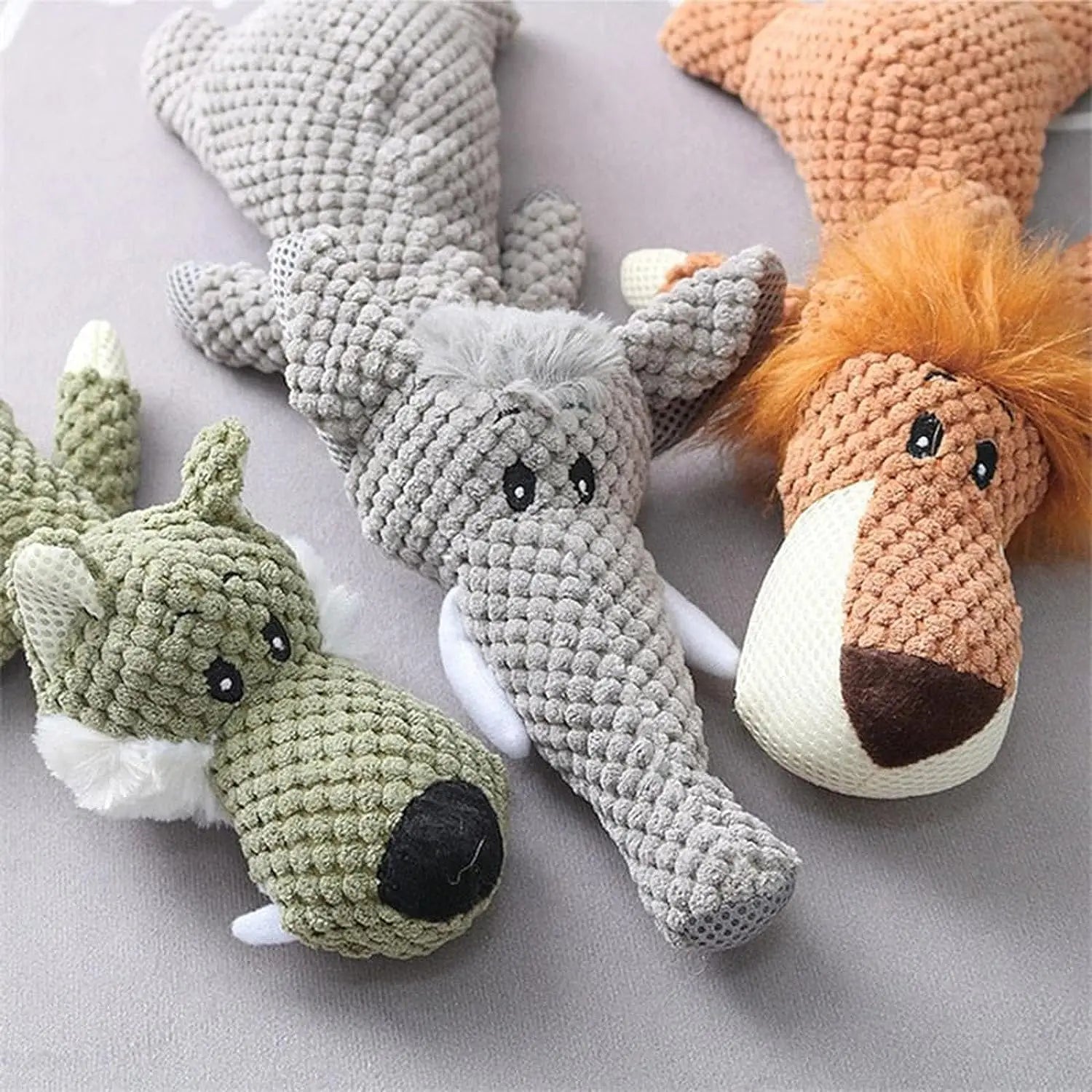 HKM-061395 Indestructible Plush Dog Toy for Aggressive Chewers - Squeaky Stuffed Animal for Small to Medium Dogs