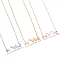 HKM-002643 Fashion 18k Gold Plated Chain Statement Necklace Waterproof Stainless Steel Hill Mountain Pendant Necklace for Women Gift