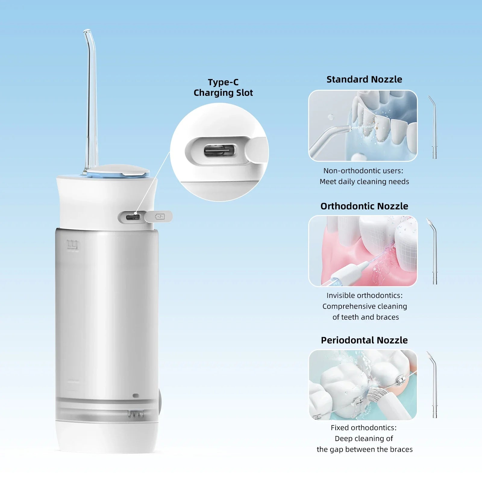 HKM-683795 Portable Mini Water Flosser for Dental Care - Efficient Household Water Jet Cleaner with Enhanced Battery Performance