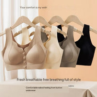 HKM-280595 Wholesale Fine Quality Front Button Push-Up Bra Lingerie Women'S Anti-Sag Pull-Down Summer Premium Seamless Tank Top Bra Summer