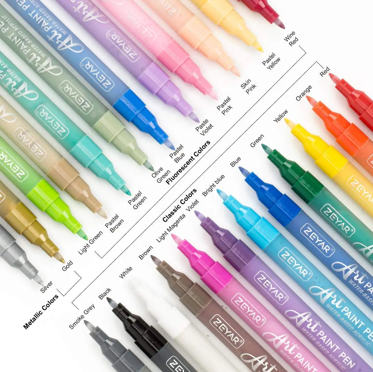 KTX-230611 Water-Resistant Acrylic Paint Markers, 64 Colours, Extra Fine Tip, Opaque Ink, Ideal for Various Surfaces