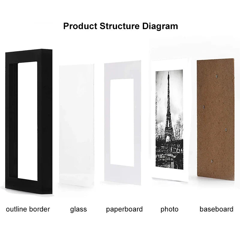 KTX-702611 A4 Black Decorative Wall Photo Frame - Custom MDF Size for Elegant Home Decoration