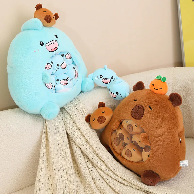KTX-112211 Mini Capybara Plush Pillow and Soft Doll Collection - Cute Shark Snack Cushion, White Sheep, and Pink Pig Toys