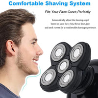 HKM-652179 Cordless 5D Electric Shaver for Men - Waterproof, 5-in-1 Head Shaver with Travel Lock and Stainless Steel Blades