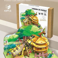 HKM-855891 Wooden 3D Insect Puzzle Set - Butterfly and Bee Models for Kids Educational Fun