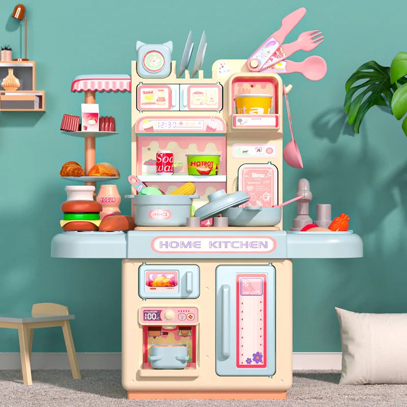 KTX-798035 Luxury Pretend Play Cooking Table with Spraying Mist - Educational Kids' Toy for Memory and Motor Skills Development