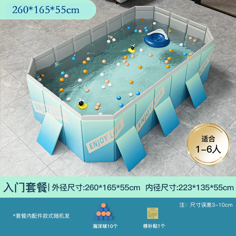 HKM-848339 Large Rectangular Above Ground Swimming Pool for Outdoor Use