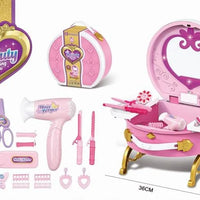 HKM-146195 Portable Princess Vanity Makeup Suitcase for Girls - Mini Dressing Table Playset
