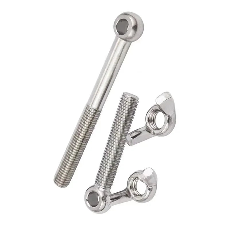 KTX-066515 Stainless Steel Lifting Eye Bolts with Wing Nuts - M8 M10, SS 304 and 316L