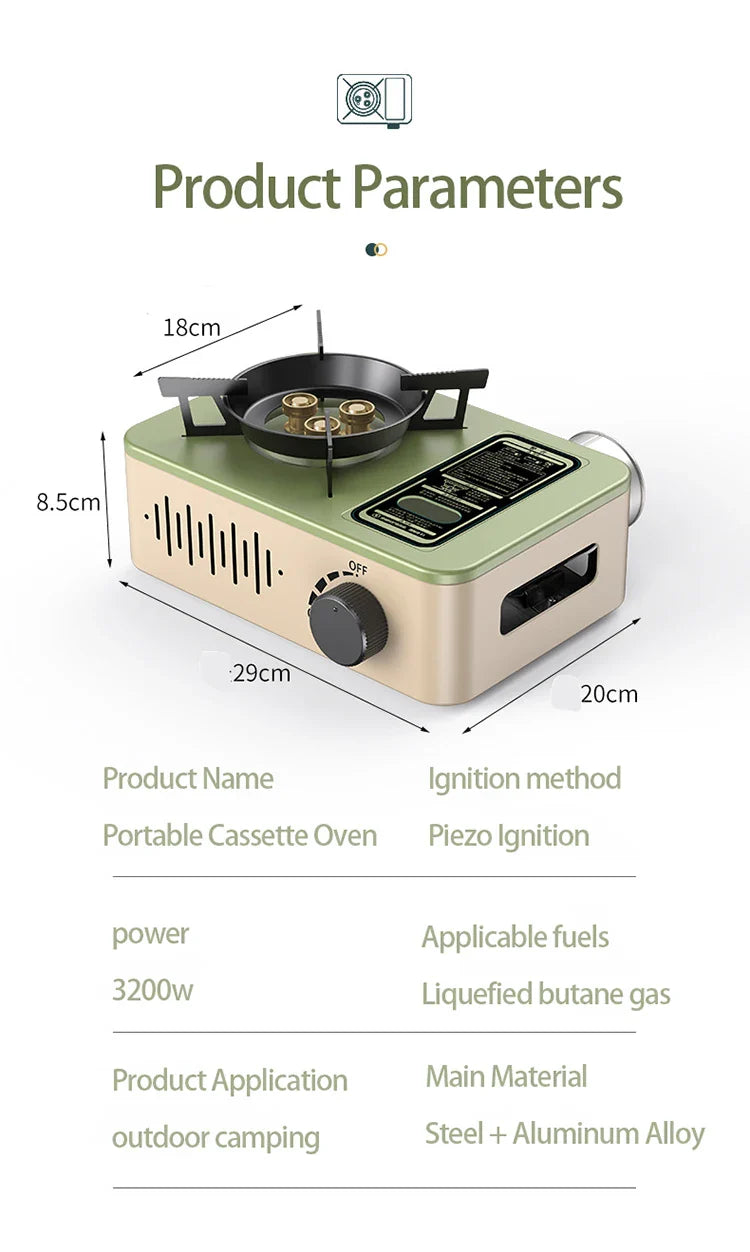 HKM-962451 Windproof Outdoor Propane Gas Stove with 3200W Firepower for Camping and Picnics