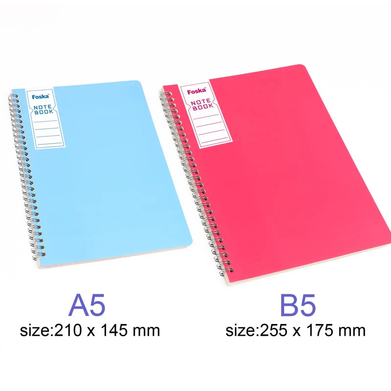 KTX-849747 Foska A5 B5 Spiral Notebook with 60 Sheets - Colourful Loose-leaf Daily Planner for Students and Office Use