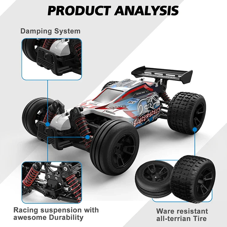 HKM-626515 High-Speed Remote Control Drift Racing Buggy 1:18 Scale Monster Truck 40 Km/h 2.4 GHz 4WD for Indoor and Outdoor Fun