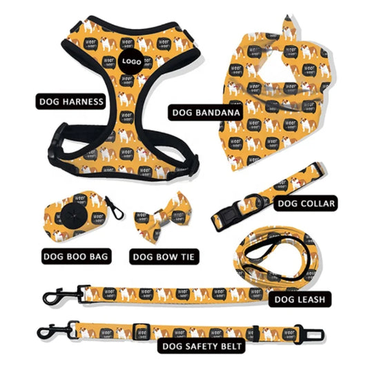 HKM-060243 Neoprene No-Pull Dog Harness with Adjustable Vest, Collar, and Leash Set