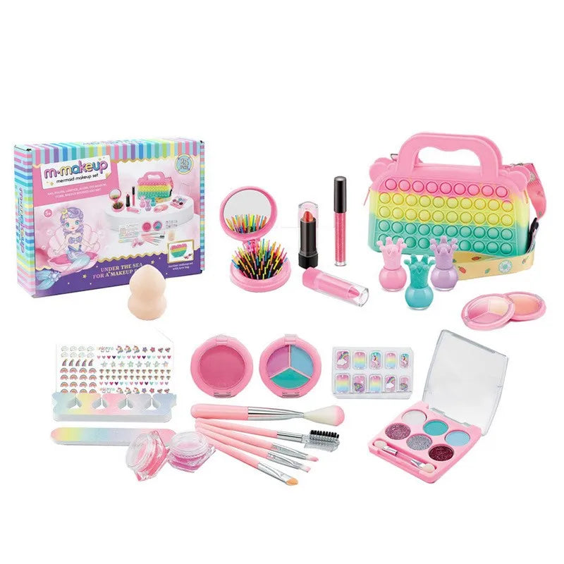 HKM-326995 Kids Cosmetic Makeup Set with Nail Accessories for Dress-Up Play - Ages 2 to 14