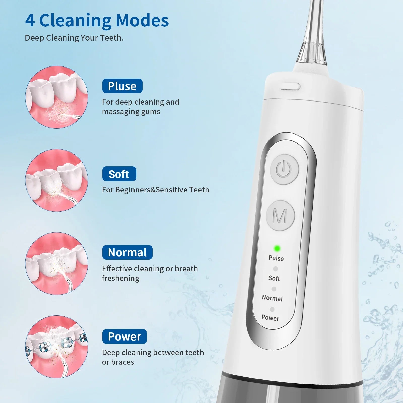 HKM-356115 Cordless IPX7 Waterproof Rechargeable Portable Water Flosser for Effective Dental Care