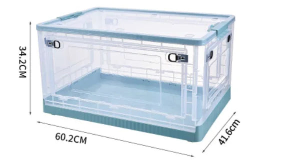 KTX-762259 Large Capacity Folding Storage Box with Wheels – Collapsible Plastic Container for Clothes, Books and Snacks