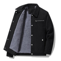 HKM-144915 Men's Winter Heated Jacket New Cotton Long Coat with Thick Lamb Wool Embroidery Decor Reversible Men's Jackets
