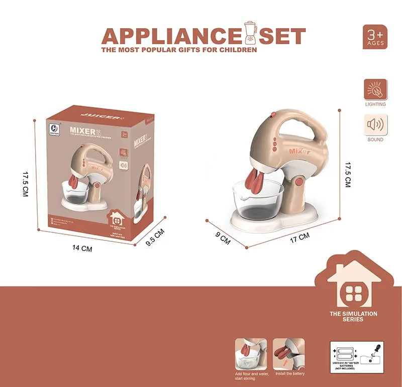 KTX-410643 Mini Electric Kitchen Appliances Toy Set for Pretend Play with Light and Sounds, Ages 2-12, EPT812597