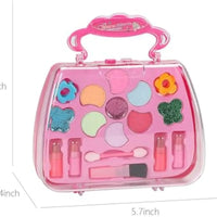 HKM-523603 Kids Pretend Play Makeup Set with Washable Eyeshadow and Lipsticks, Includes Cosmetic Bag, Perfect for Ages 2-13