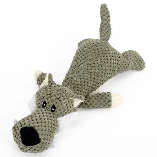 HKM-061395 Indestructible Plush Dog Toy for Aggressive Chewers - Squeaky Stuffed Animal for Small to Medium Dogs