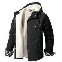 HKM-062419 Men's Casual Hooded Oversized Cotton Jackets for Fall and Winter Coats Thickened With Plush Long US Size Loose Fit Winter Jacket