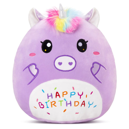 KTX-375507 Cartoon Purple Unicorn Plush Toy – Soft and Squishy Stuffed Animal for Children