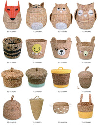 HKM-915667 Cute Cartoon Animal Cotton and Paper Rope Storage Basket for Kids' Rooms