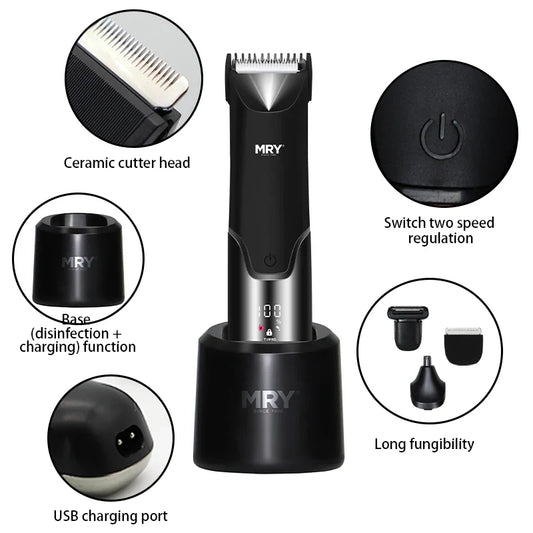 HKM-045395 Custom Logo Waterproof Cordless Trimmer - 3 in 1 Body and Groin Groomer for Men