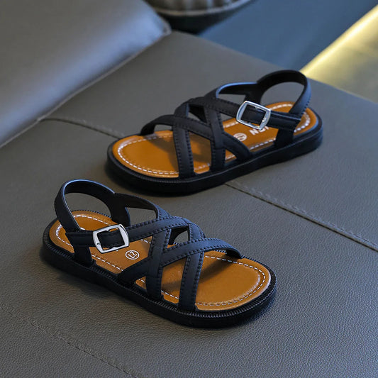 HKM-493011 Summer New Girls' Sandals with Soft Non-Slip Bottom Hot Style Unique Textured Beach Sandals for Children