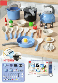 HKM-607251 Mini Luxury Pink Kitchen Playset - 32Pcs Kids Pretend Food Toys for Ages 5 and Up