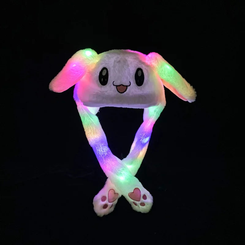KTX-469203 Plush Rabbit Hat with Moving Ears and Colourful LED Lights