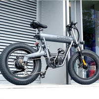 HKM-9131091 Electric Bike 500W Motor 48V 20Ah Battery 62 Mile Range 20-Inch Fat Tires Disc Brakes 7-Speed Aluminum Frame 265 lb Load