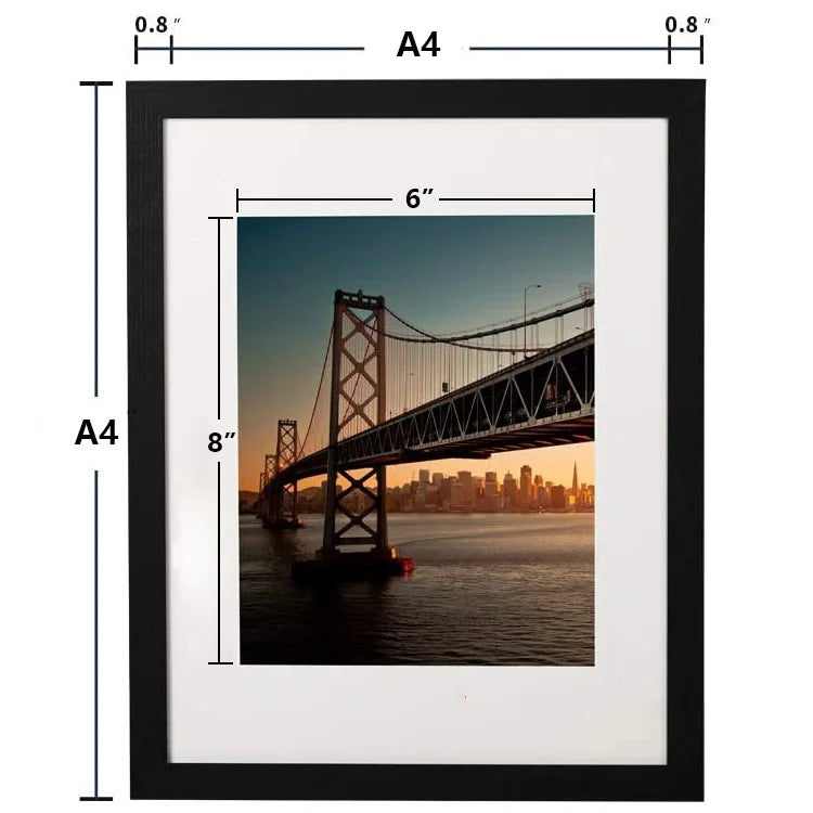 KTX-128595 Black Wooden A4 & A3 Picture Frames Set for 6x8 Pictures – Set of 3 & 4 & 6